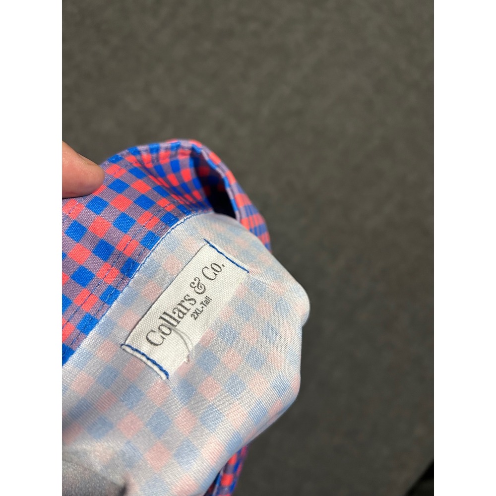 Collars & co polo shirt mens check pattern size 2XLT performance short sleeve - Picture 4 of 7